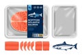 Vector white foam tray Atlantic salmon packaging illustration Royalty Free Stock Photo