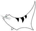 Vector white funny tabby cat walks with the tail up