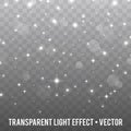Vector white Glitter particles Effect on transparent Background.