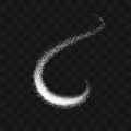 Vector white glitter trail particles background effect for luxury greeting rich card. Sparkling texture. Star dust sparks in