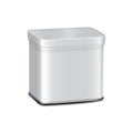 Vector white gloss tin can. Container for coffee, tea, sugar, sweet, spice. Realistic illustration packaging