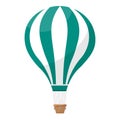 Vector white and green hot air ballon isolated with wood basket