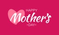 Vector White Happy Mothers Day Typographic Lettering On Red Background With Pink Heart And Flowers Illustration