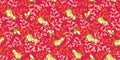 Vector white jasmine flowers twigs ditsy on vibrant shocking pink modern seamless pattern.