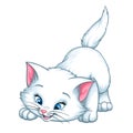 Vector white kitten playing cartoon Royalty Free Stock Photo