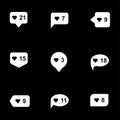 Vector white like counter icon set