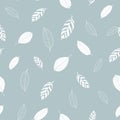 Vector white linear leaves grey seamless pattern Royalty Free Stock Photo