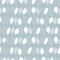 Vector white linear leaves grey seamless pattern Royalty Free Stock Photo