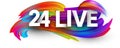 Big white 24 live sign on brush strokes background Royalty Free Stock Photo