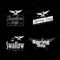 Vector white logo set with bird. Royalty Free Stock Photo