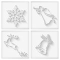 Vector White Long Shadows Christmas Icons