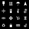 Vector white marking of cargo icon set