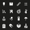 Vector white marking of cargo icons set