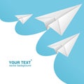 Vector White paper airplane card and text box Royalty Free Stock Photo