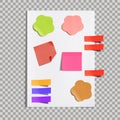 Vector White Paper with Colorful Memo Stickers, Bright Colors, Different Papers Isolated. Royalty Free Stock Photo