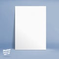 Vector : White paper poster in blue studio room, Template mock u