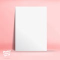 Vector of White paper poster in pastel colorful pink studio room