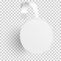 Vector white paper round advertising wobbler isolated on transparent backdrop