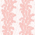 Vector white and pink banana leaves vertical layout seamless pattern background