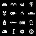 Vector white racing icon set Royalty Free Stock Photo