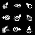 Vector white Racing labels icon set