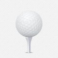 Vector white realistic golf ball template on tee - isolated. Design template in EPS10.