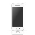 Vector white realistic mobile phone, smartphone isolated on white background.