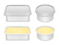 Vector white rectangular and round containers for butter