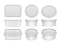 Vector white rectangular, round and oval containers