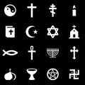 Vector white religion icon set