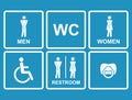 Vector restroom icons men,women, lady, man, babys dummy,nipple