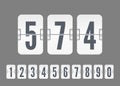 Vector white scoreboard numbers for flip countdown timer or calendar isolated. Template for your design.