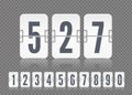 Vector white scoreboard numbers with reflections for flip countdown timer or calendar. Template for your design.