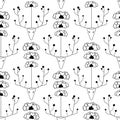 Vector white seamless pattern background: The Small Flower Deer. Royalty Free Stock Photo