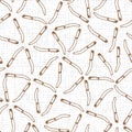 Vector white seamless pattern with brown hand drawn table knifes 03. Perfect for fabric, scrapbooking and wallpaper