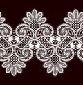 Vector Seamless Pattern White Lace Ribbon. Romantic Background. Royalty Free Stock Photo