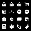 Vector white shop icons set