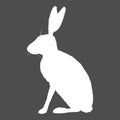 Vector White Silhouette of Sitting Hare