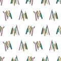 Vector White small Felt Pens and colored pencils background pattern Royalty Free Stock Photo