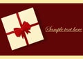 Vector White Square Gift Box with Shiny Red Bow and Ribbon Top View Close up Isolated. Royalty Free Stock Photo