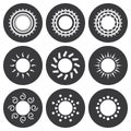 Vector white sun icons set Royalty Free Stock Photo