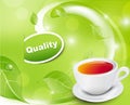 Vector white tea cup with the leaves Royalty Free Stock Photo