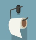 Vector white toilet paper roll and metal holder