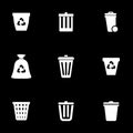 Vector white trash can icon set