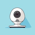 Vector of a white webcam icon sitting on top of a blue surface