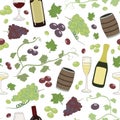 Vector white wine and champagne collection seamless pattern background.