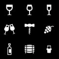 Vector white wine icon set Royalty Free Stock Photo