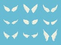 Vector White Wing Icon Set. Vintage Angel Wings, Icons, Design Template, Clipart Collection. Cupid, Bird Wings. Vector Royalty Free Stock Photo