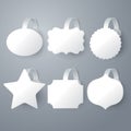 Vector white wobbler set on gray background set.