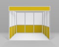 Vector White Yellow Blank Indoor Trade exhibition Booth Standard Stand for Presentation Isolated Royalty Free Stock Photo